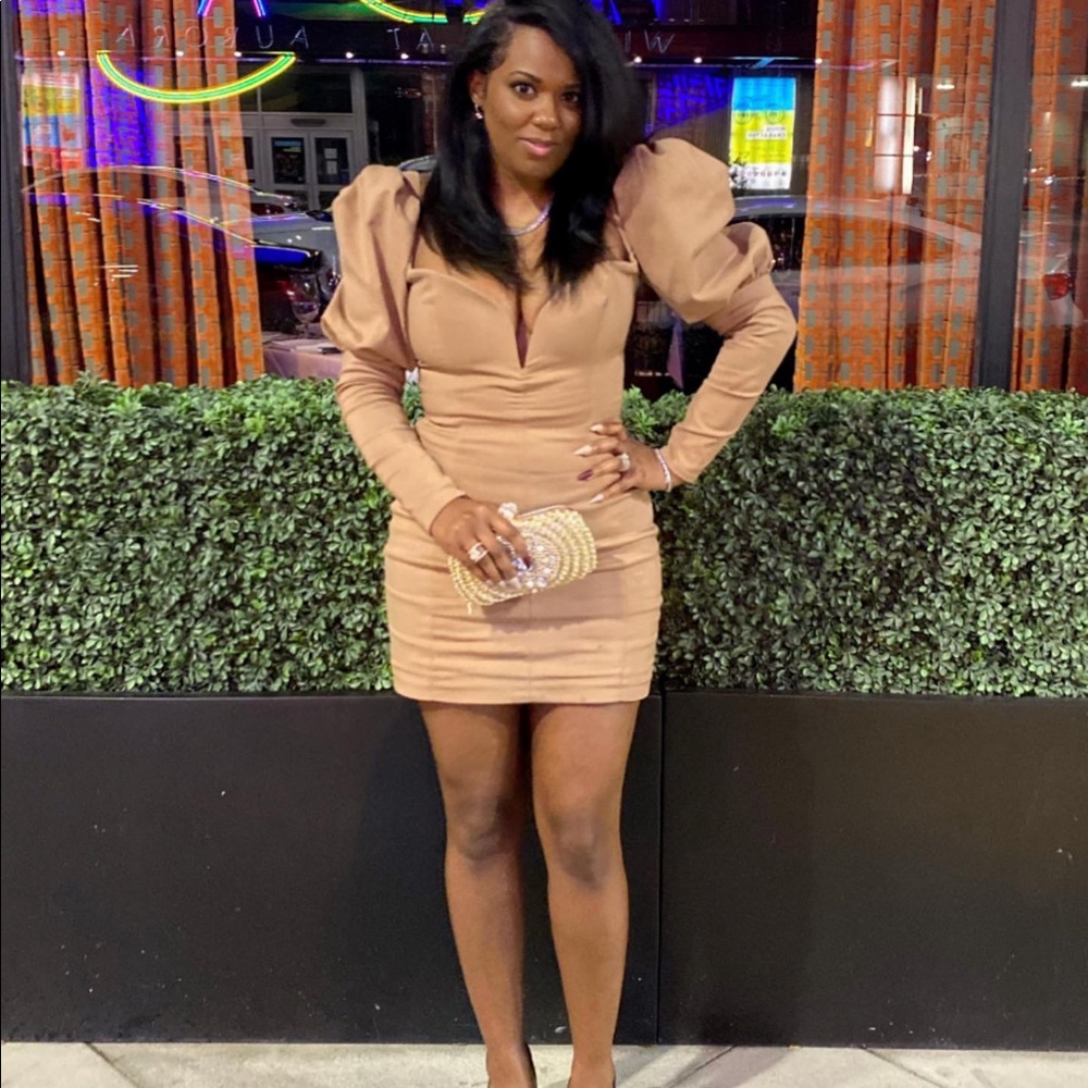 House of cb Misstress rocks coffee color dress